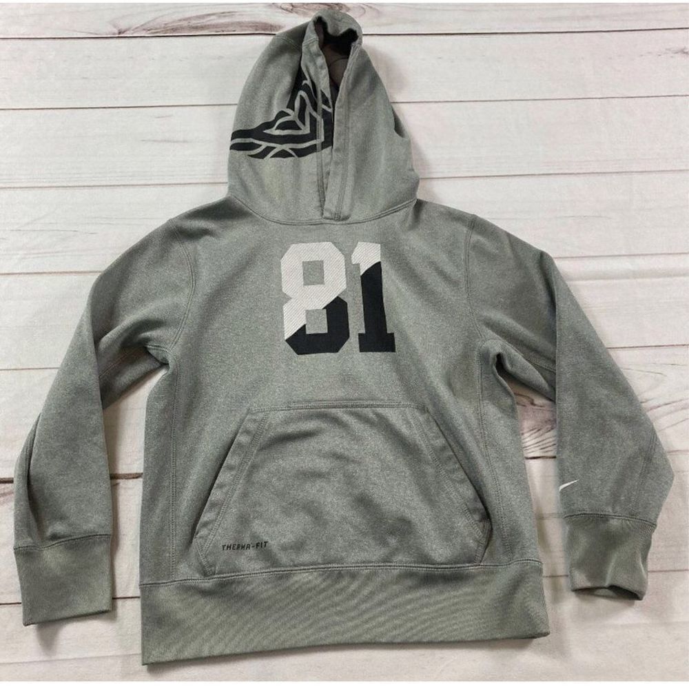 Nike Boys Grey Therma Fit 81 Hoodie Pullover Sweatshirt Size Small